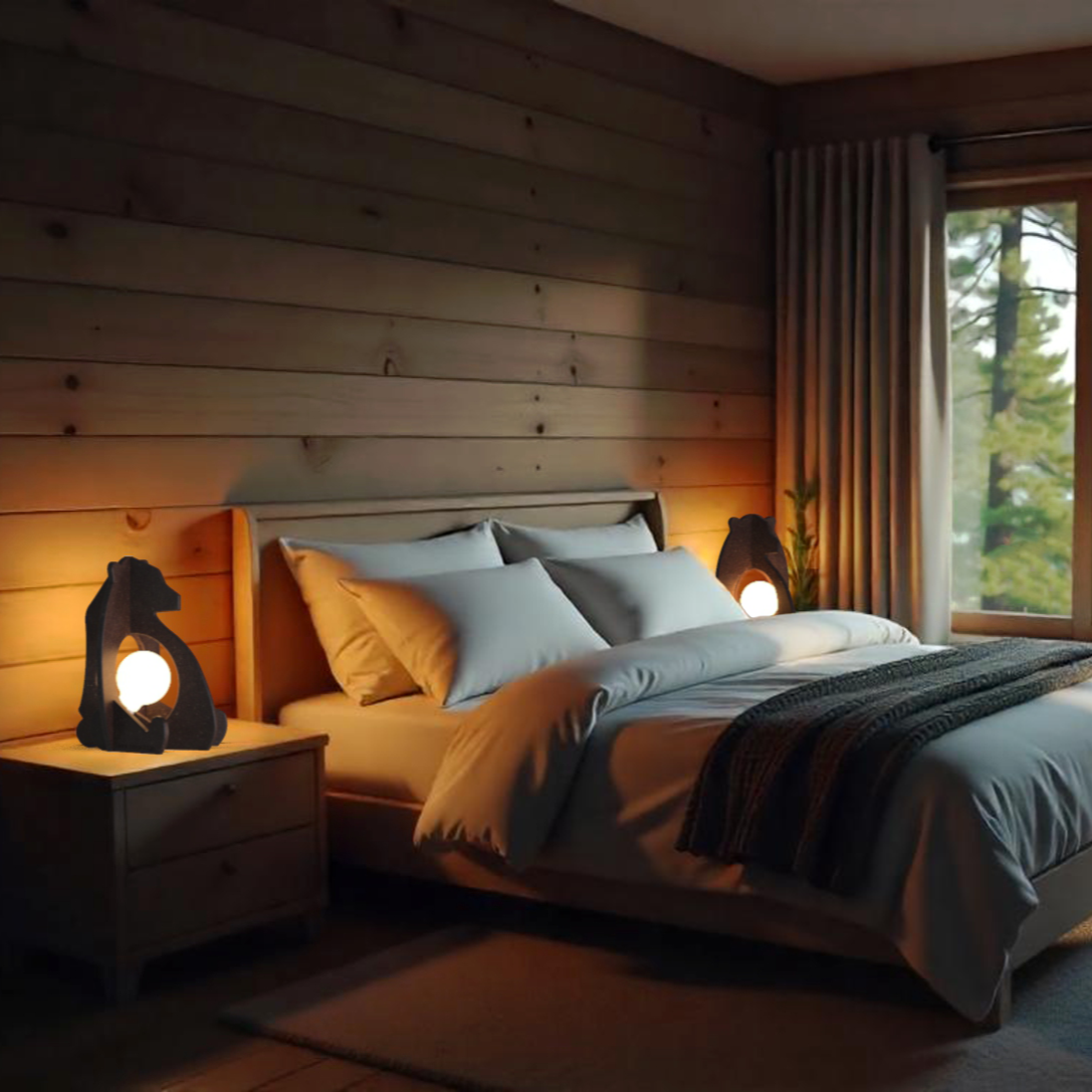 Veilleuse Noé l’Ours brun design et minimaliste, idéale pour un intérieur doux et apaisant